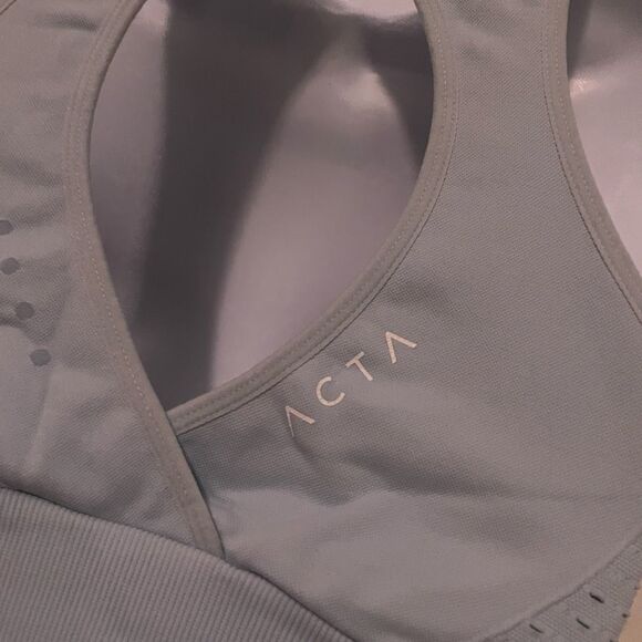 ACTA Wear Small Sports Bra Blue Open Back High Neck - Picture 4 of 5